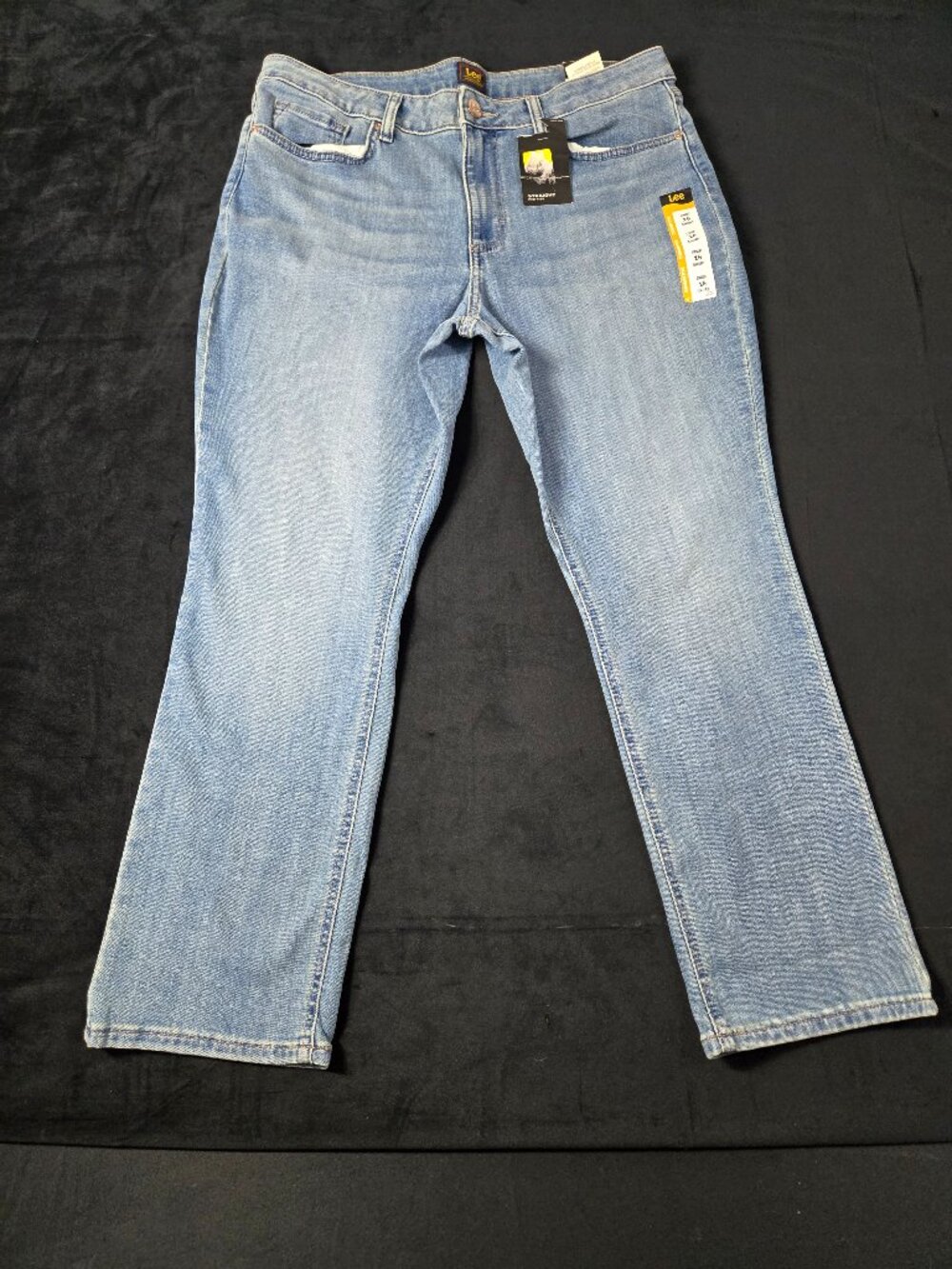 Lee Legendary Women's 16 Short Straight Leg Mid Rise Jeans Anchor Blue NWT